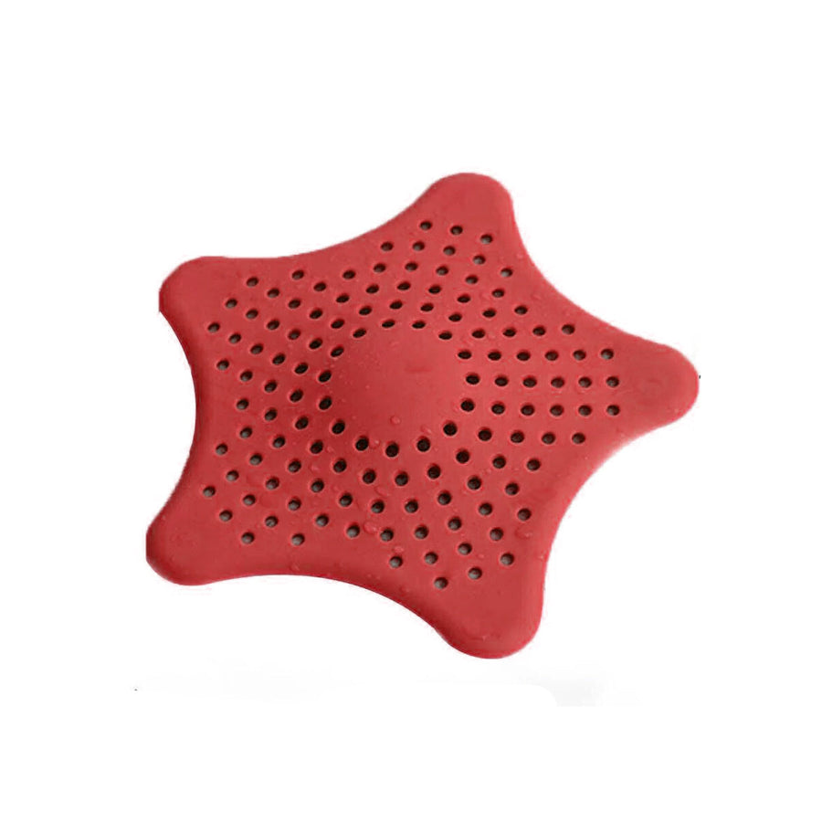 Star-Shaped Silicone Drain Hair Catcher - Red