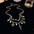 Star Tassel Geometric Necklace, Layered Copper Chain Fashion Jewellery - view 5