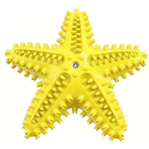 Starfish Floating Dog Toy with Squeaker - Yellow