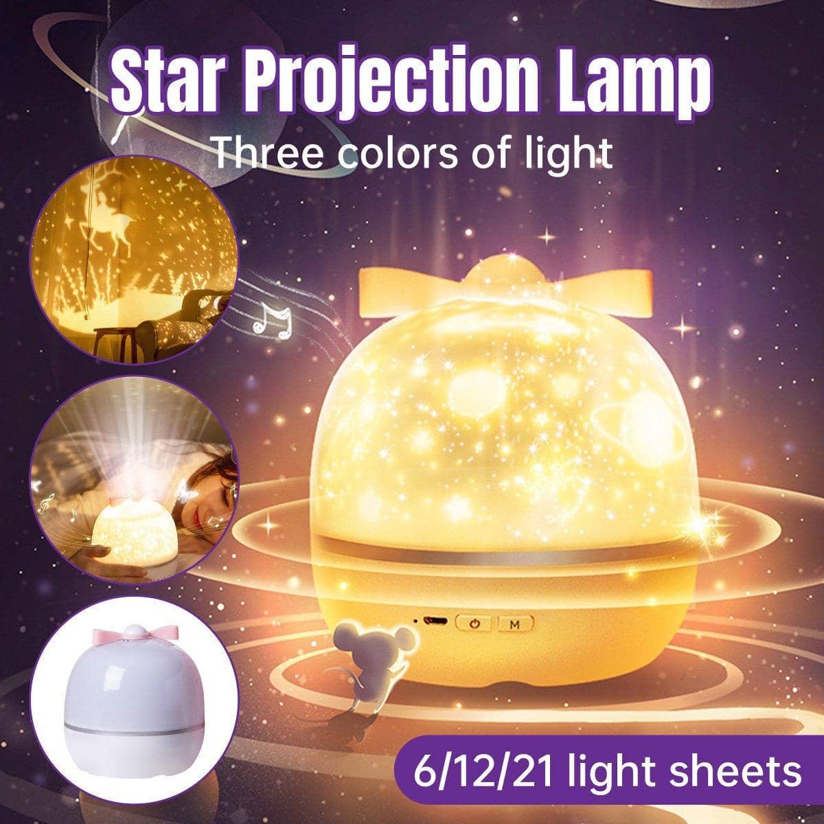 Starry Sky Projection Night Light with Bluetooth Music - 6 Projection Slides - view 2