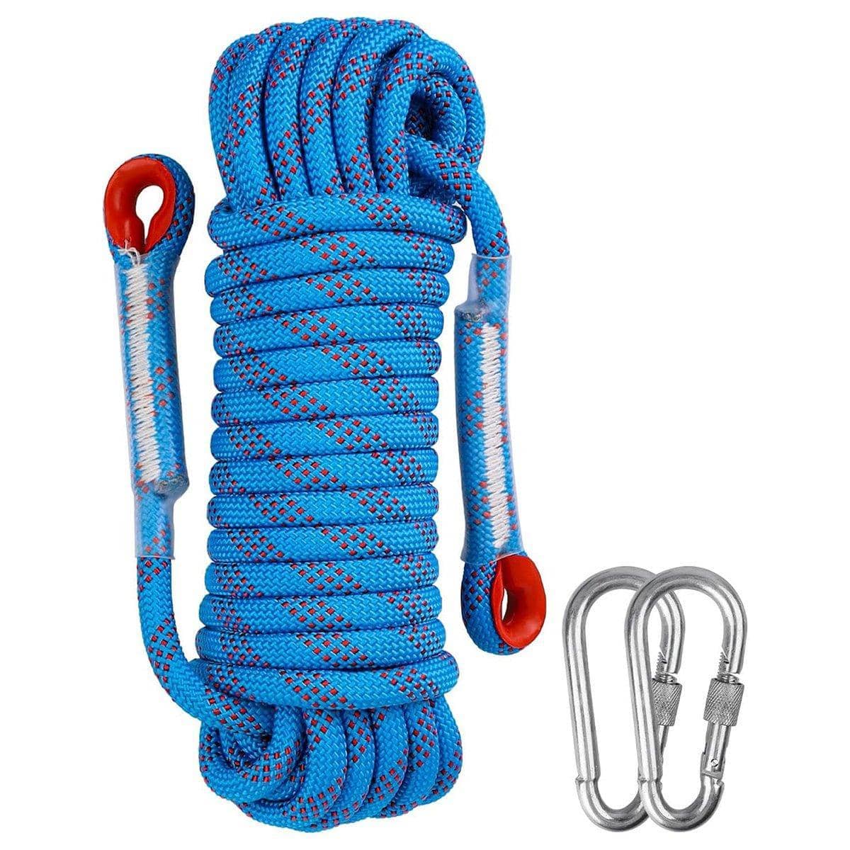 Static Nylon Climbing Rope, 12 mm Diameter with 2 Carabiners - 10 m - view 3