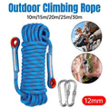 Static Nylon Climbing Rope, 12 mm Diameter with 2 Carabiners - 20 m - view 2
