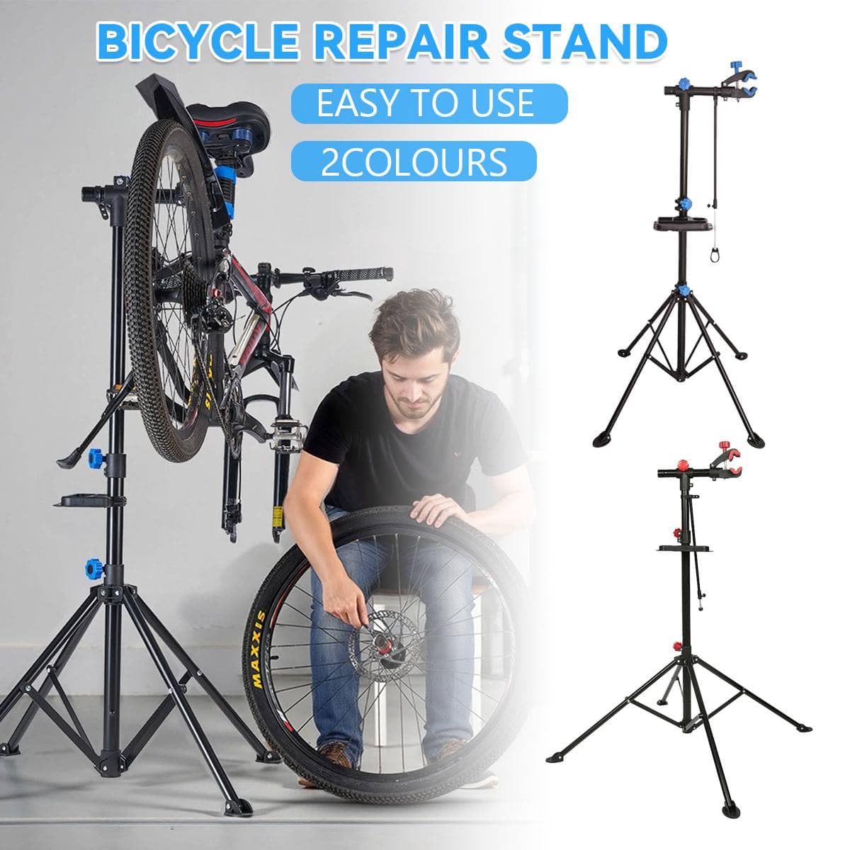 Steel Foldable Bike Repair Stand, Blue Accents, 107-188 cm - view 2