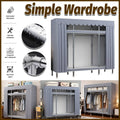 Steel Frame Wardrobe Closet Organiser - Grey, 170 x 165 x 45cm