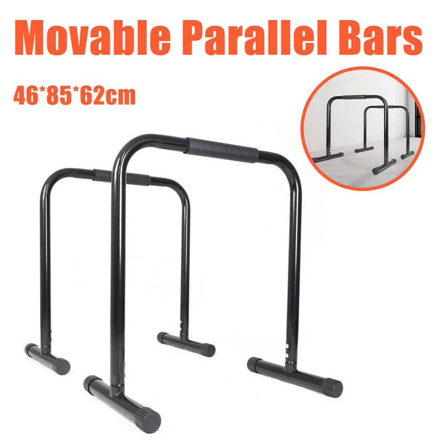 Steel Parallel Bars Dip Station for Indoor and Outdoor Training, Movable Push up Bars - Black