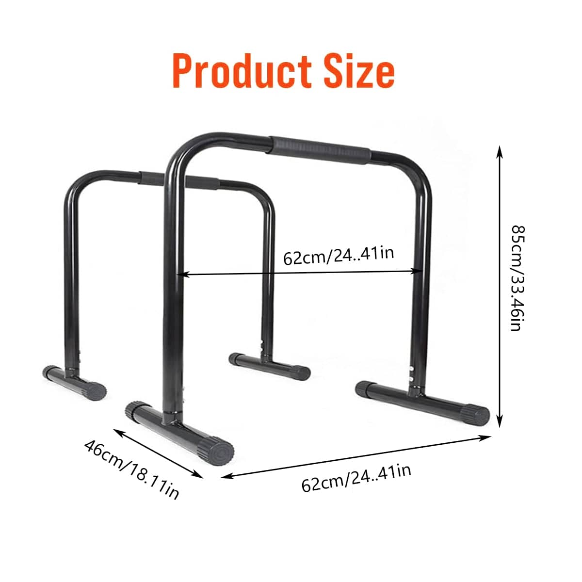 Steel Parallel Bars Dip Station for Indoor and Outdoor Training, Movable Push up Bars - Black - view 3