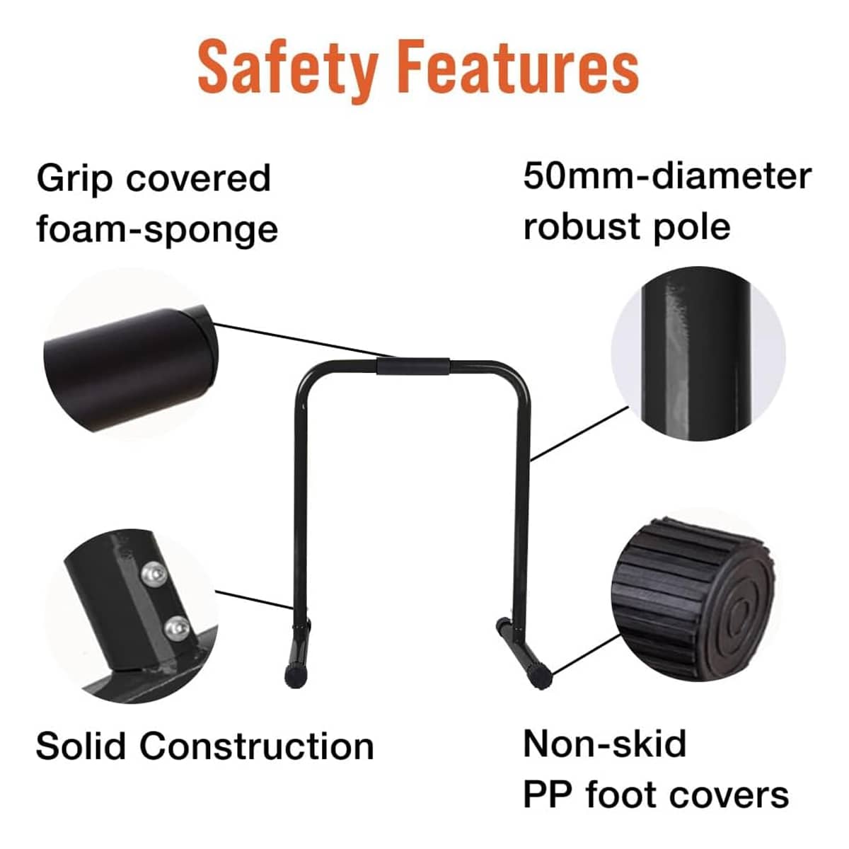Steel Parallel Bars Dip Station for Indoor and Outdoor Training, Movable Push up Bars - Black - view 4