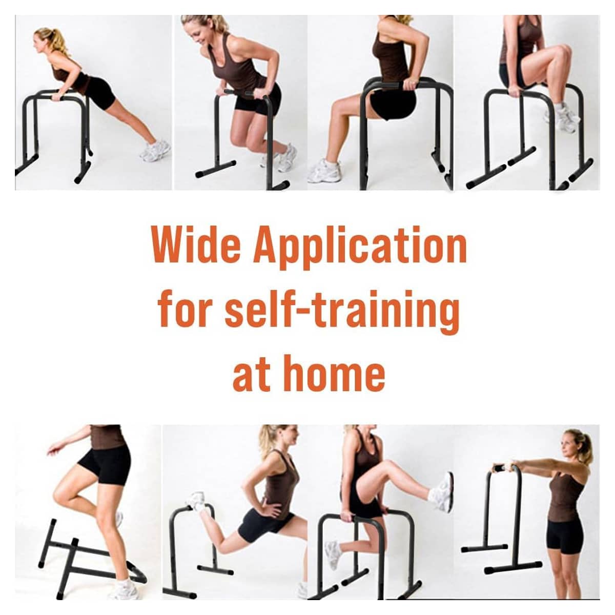 Steel Parallel Bars Dip Station for Indoor and Outdoor Training, Movable Push up Bars - Black - view 5