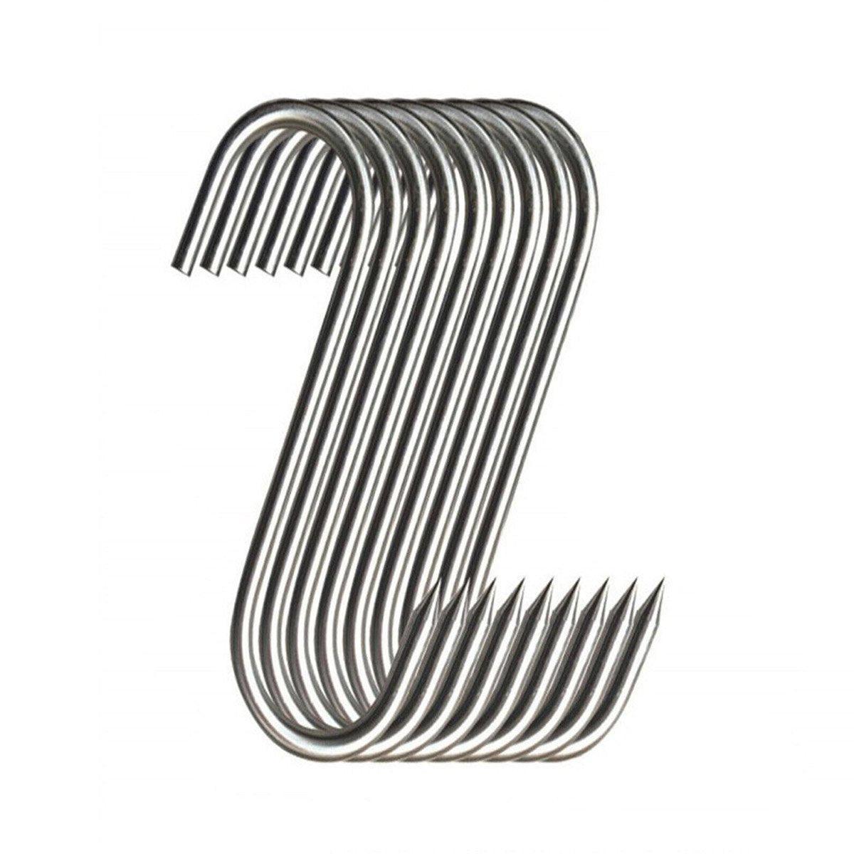 Steel S Meat Hooks, Pack of 10 - Size S, 13 cm (5.1 Inch)