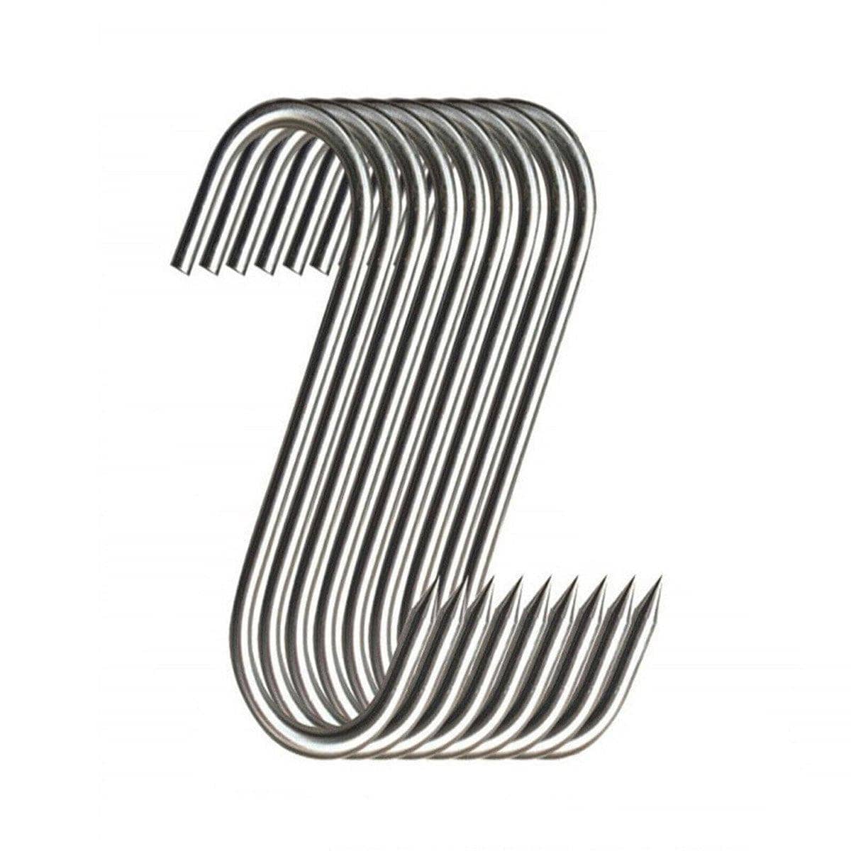 Steel S Meat Hooks, Pack of 10 - Size XL, 18 cm (7 Inch)
