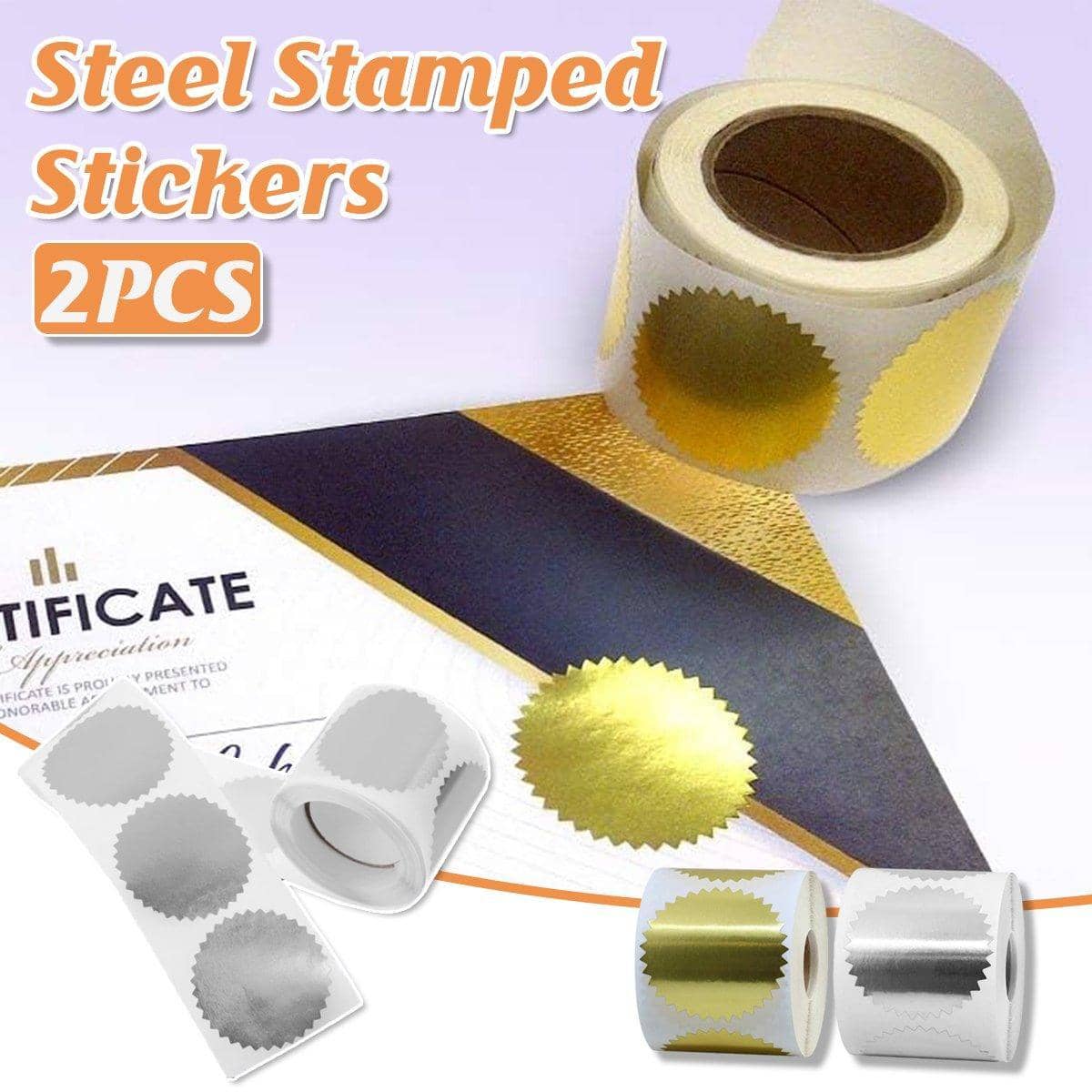 Steel Stamped Seal Stickers for Certificates, Pack of 2 Rolls