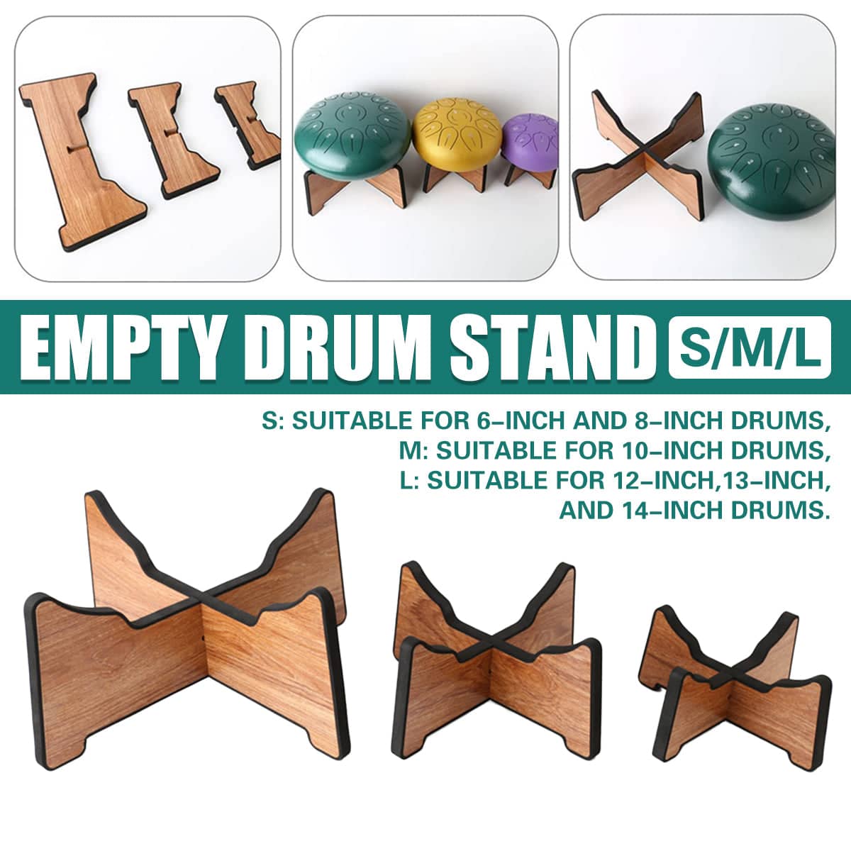 Steel Tongue Drum Stand with Shock Pads - Medium (24 x 21.5 x 10.8 cm) - view 2