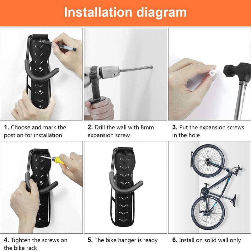 Steel Wall Mount Bike Hangers for Garage Storage - Pack of 4 - view 4