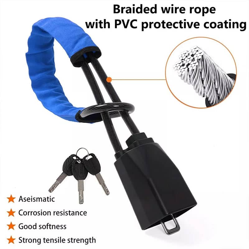 Steering Wheel Lock with Seat Belt Cable and 3 Keys - Black - view 5