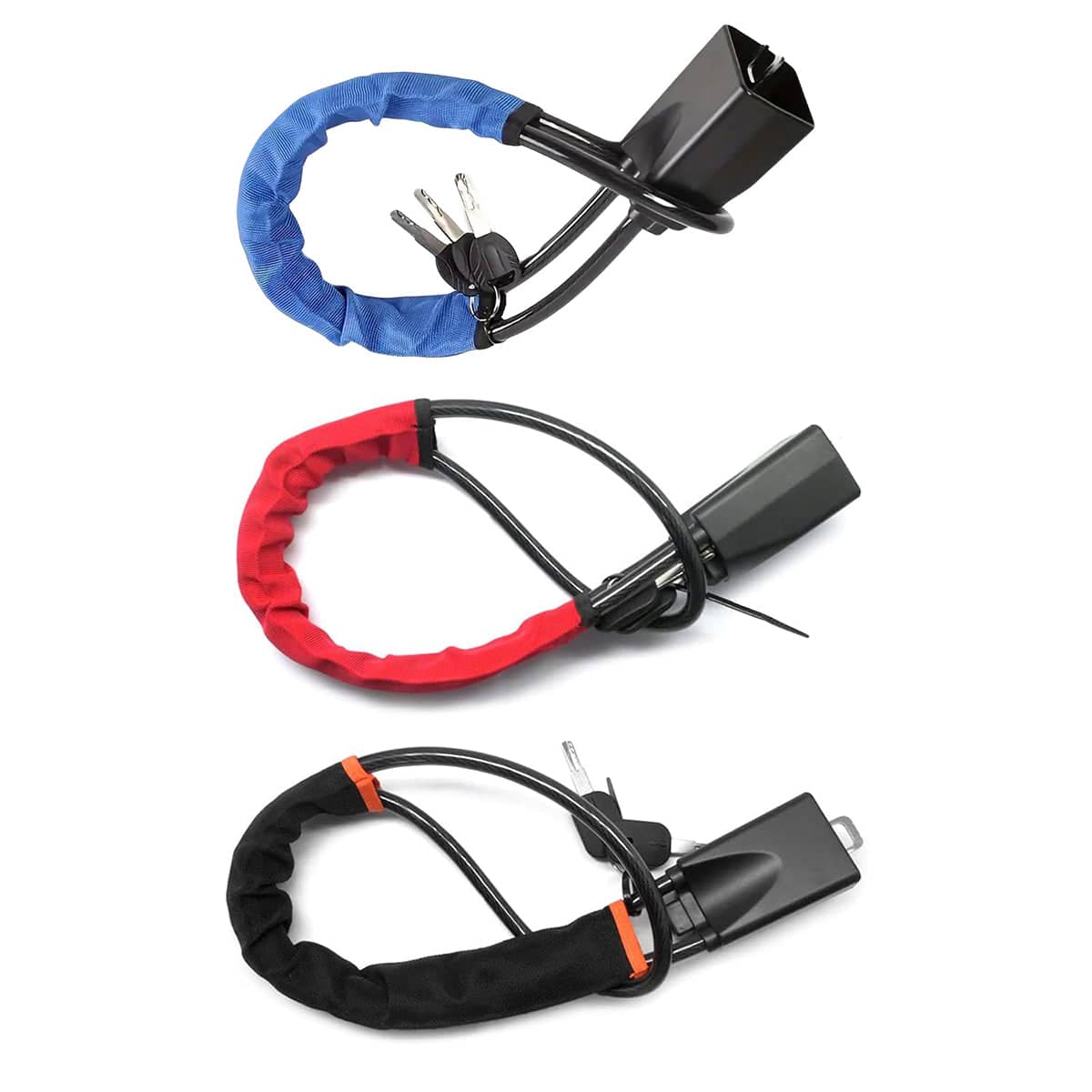 Steering Wheel Lock with Seat Belt Cable and 3 Keys - Blue - view 3