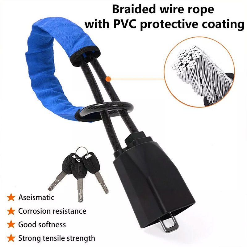 Steering Wheel Lock with Seat Belt Cable and 3 Keys - Red - view 5