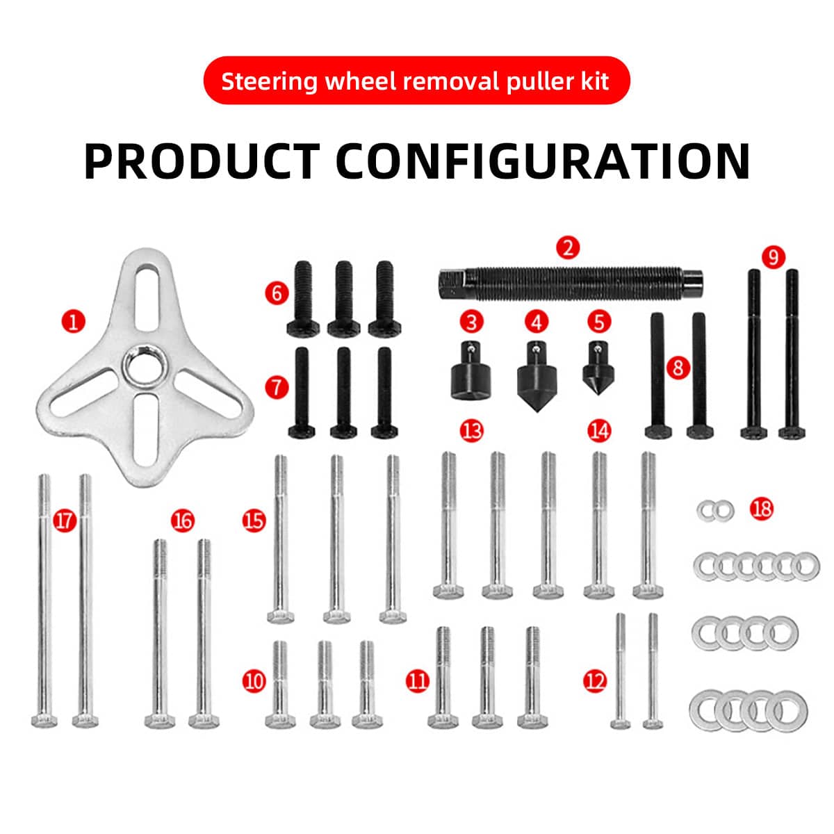 Steering Wheel Puller Hub Removal and Ball Joint Puller 46 Piece Kit for Cars - view 5