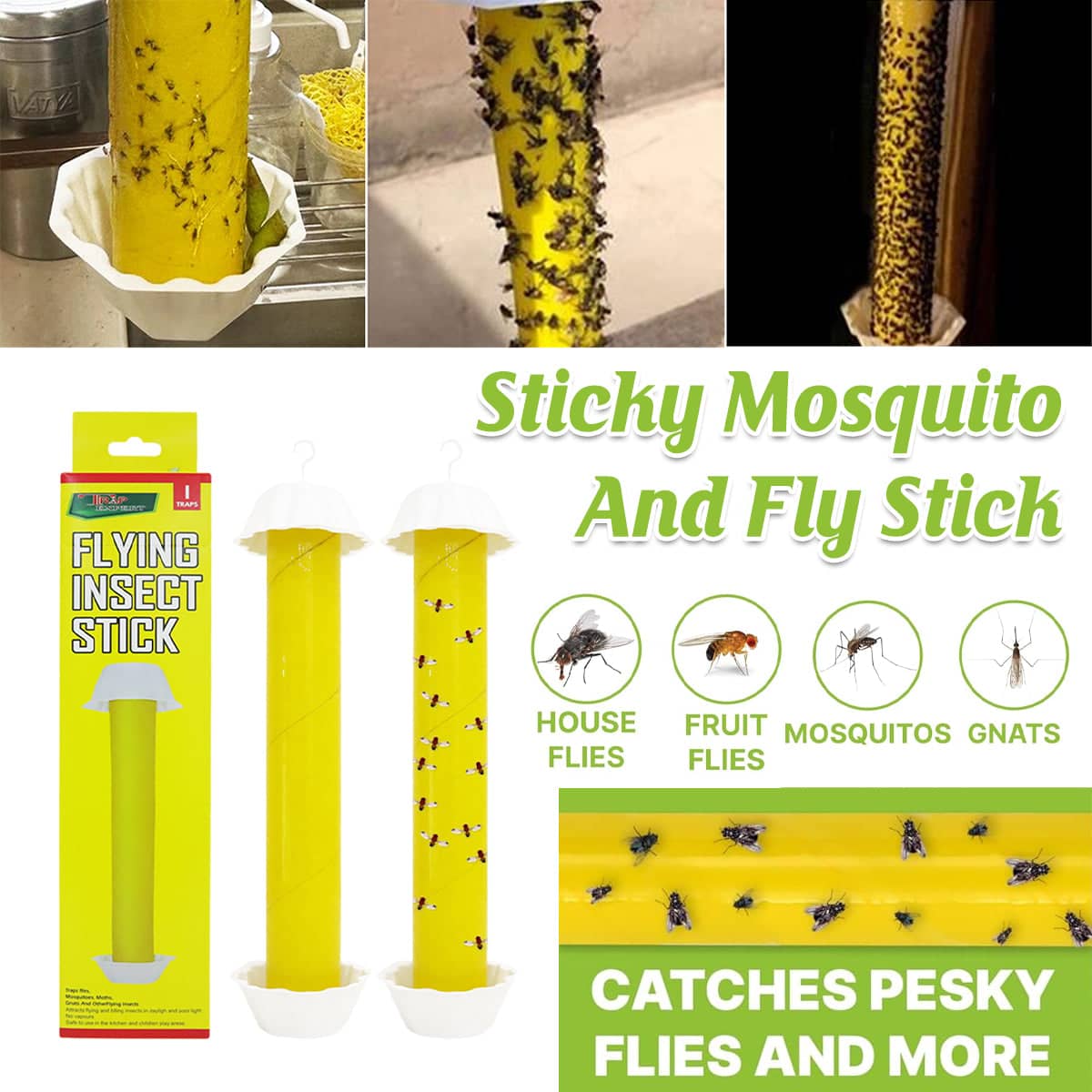 Sticky Fly Trap Stick Insect Catcher Strip for Indoor and Outdoor Use