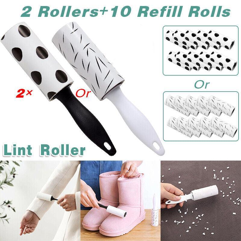 Sticky Lint Roller Set, 2 Rollers and 10 Refills - White - view 2