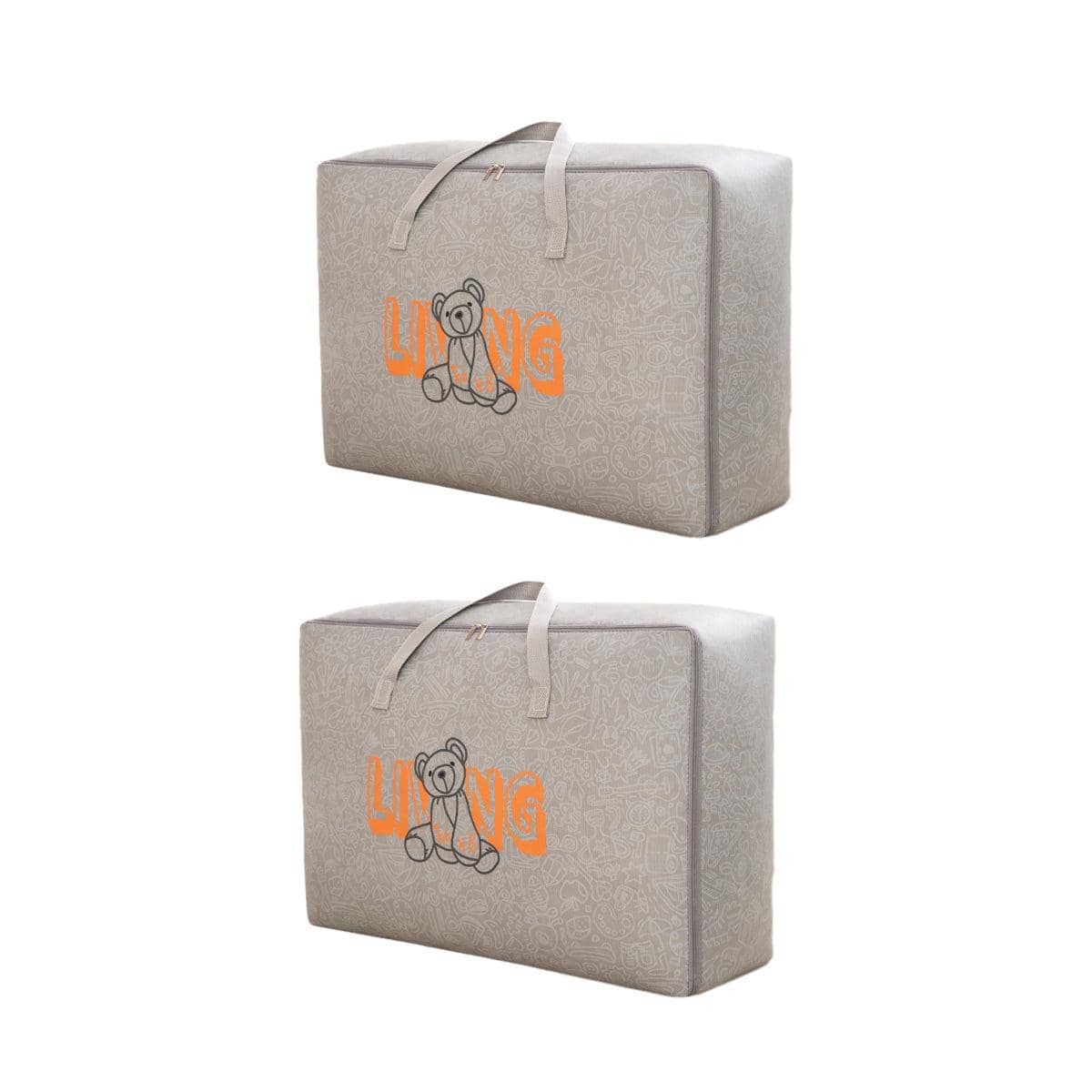Storage Bags, Pack of 2 - Grey, Extra Large (70 x 50 x 25 cm)