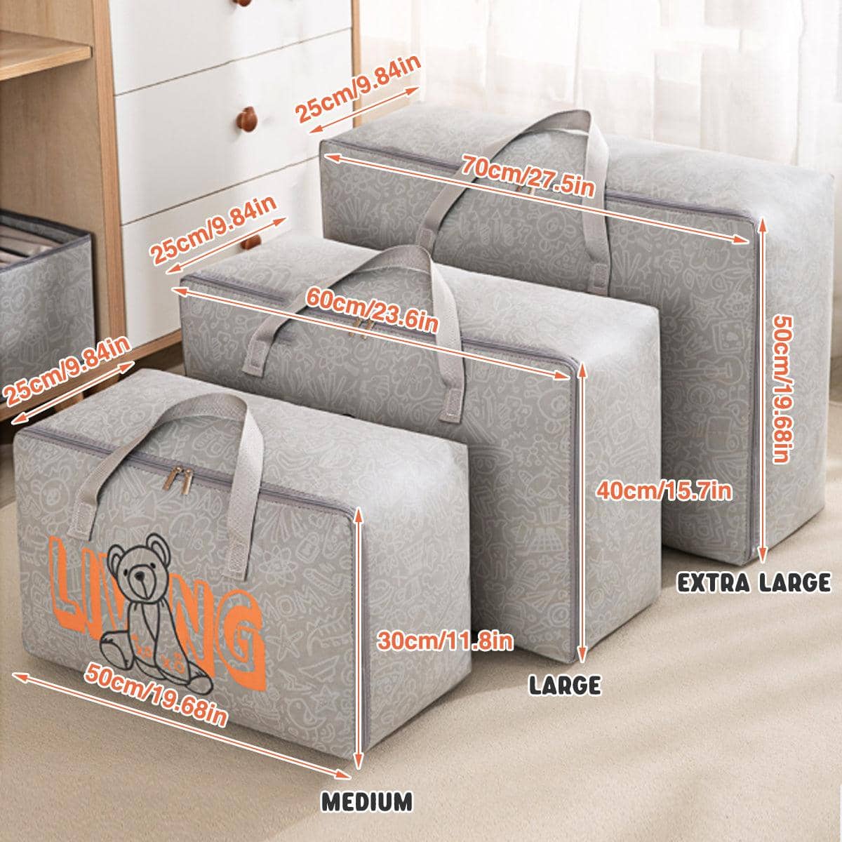 Storage Bags, Pack of 2 - Grey, Extra Large (70 x 50 x 25 cm) - view 4