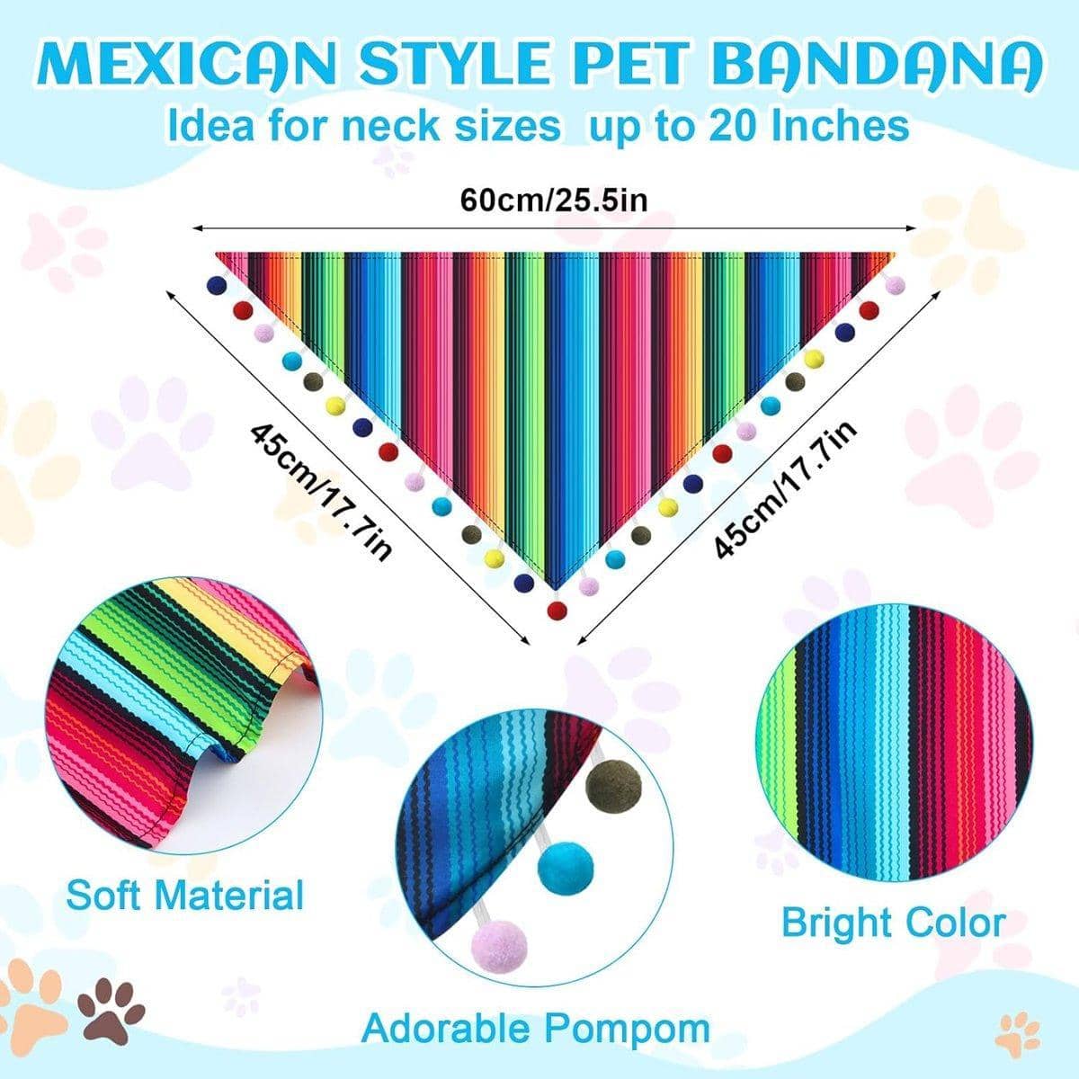 Straw Hat and Striped Pom Pom Scarf Set for Dogs and Cats, Set of 2 - view 3