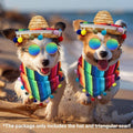 Straw Hat and Striped Pom Pom Scarf Set for Dogs and Cats, Set of 2 - view 5
