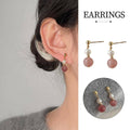 Strawberry Crystal Drop Stud Earrings with Imitation Pearl for Women