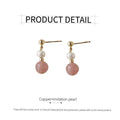 Strawberry Crystal Drop Stud Earrings with Imitation Pearl for Women - view 3