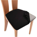 Stretch Dining Chair Seat Covers Jacquard Removable Washable Slipcover - Black