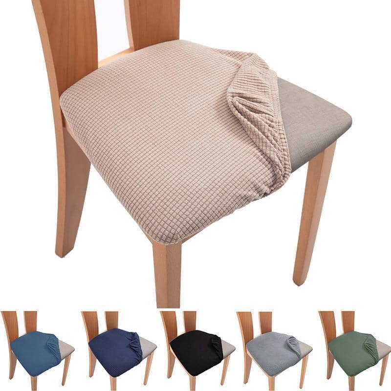 Stretch Dining Chair Seat Covers Jacquard Removable Washable Slipcover - Black - view 3