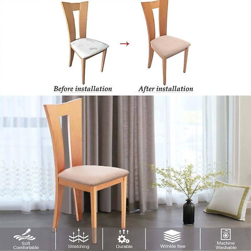 Stretch Dining Chair Seat Covers Jacquard Removable Washable Slipcover - Blue - view 5