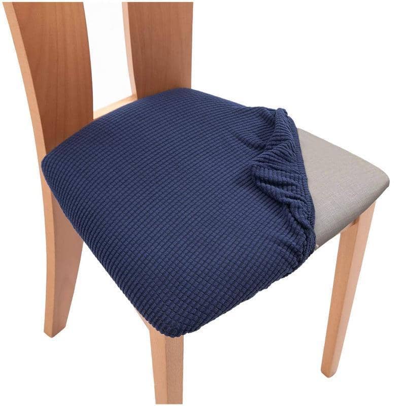 Stretch Dining Chair Seat Covers Jacquard Removable Washable Slipcover - Navy