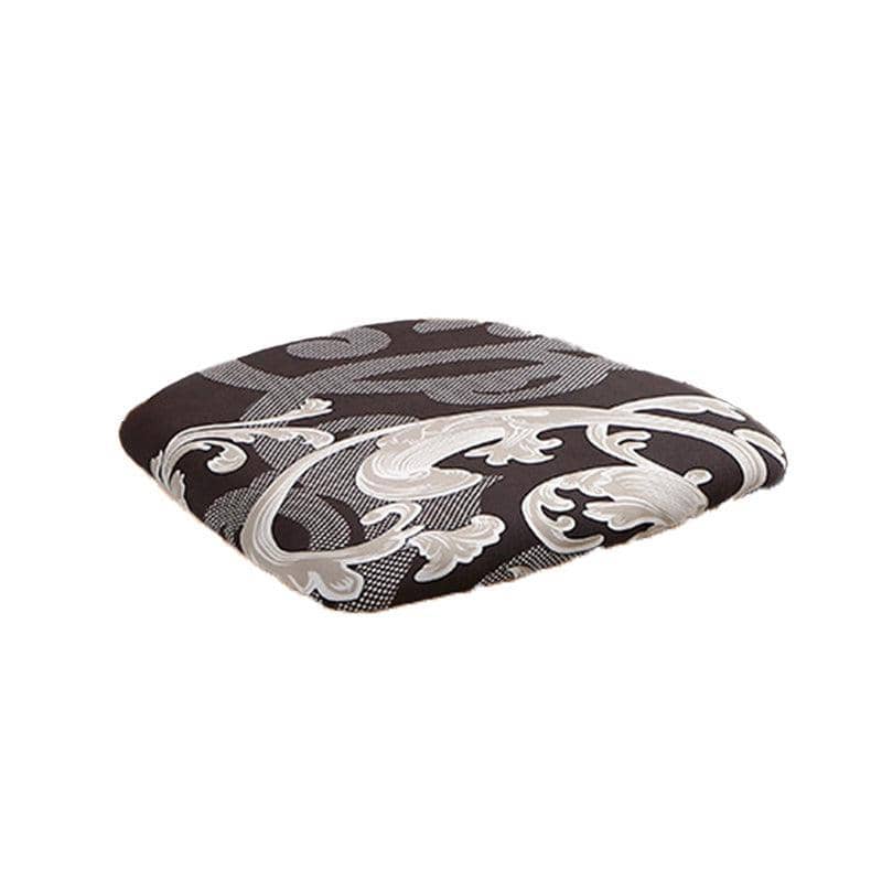 Stretch Dining Chair Slipcover - Dark Brown and Grey Scroll Print