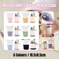 Stretchable Canvas Pencil Case, Pull-Down Pen Holder - Light Purple and White - view 2