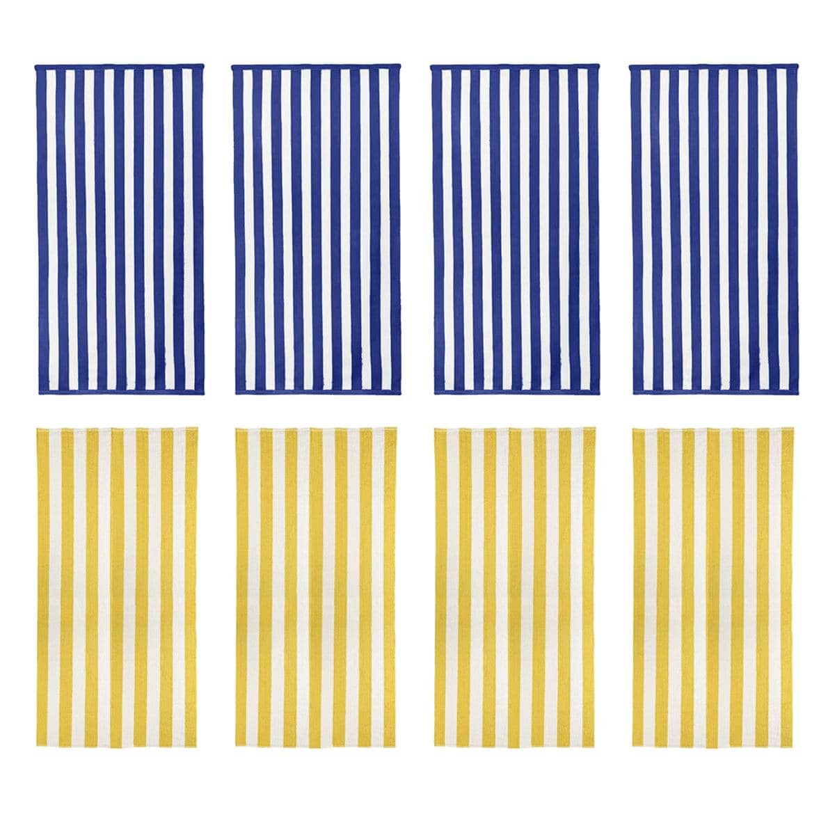 Striped Bath Towels, 75 x 150 cm, Pack of 4 - Blue - view 3