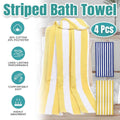 Striped Bath Towels, 75 x 150 cm, Pack of 4 - Yellow - view 2