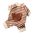 Striped Bear Pet Pyjamas for Dogs and Cats - Brown, Size S (Chest 37 cm, Back 25 cm)