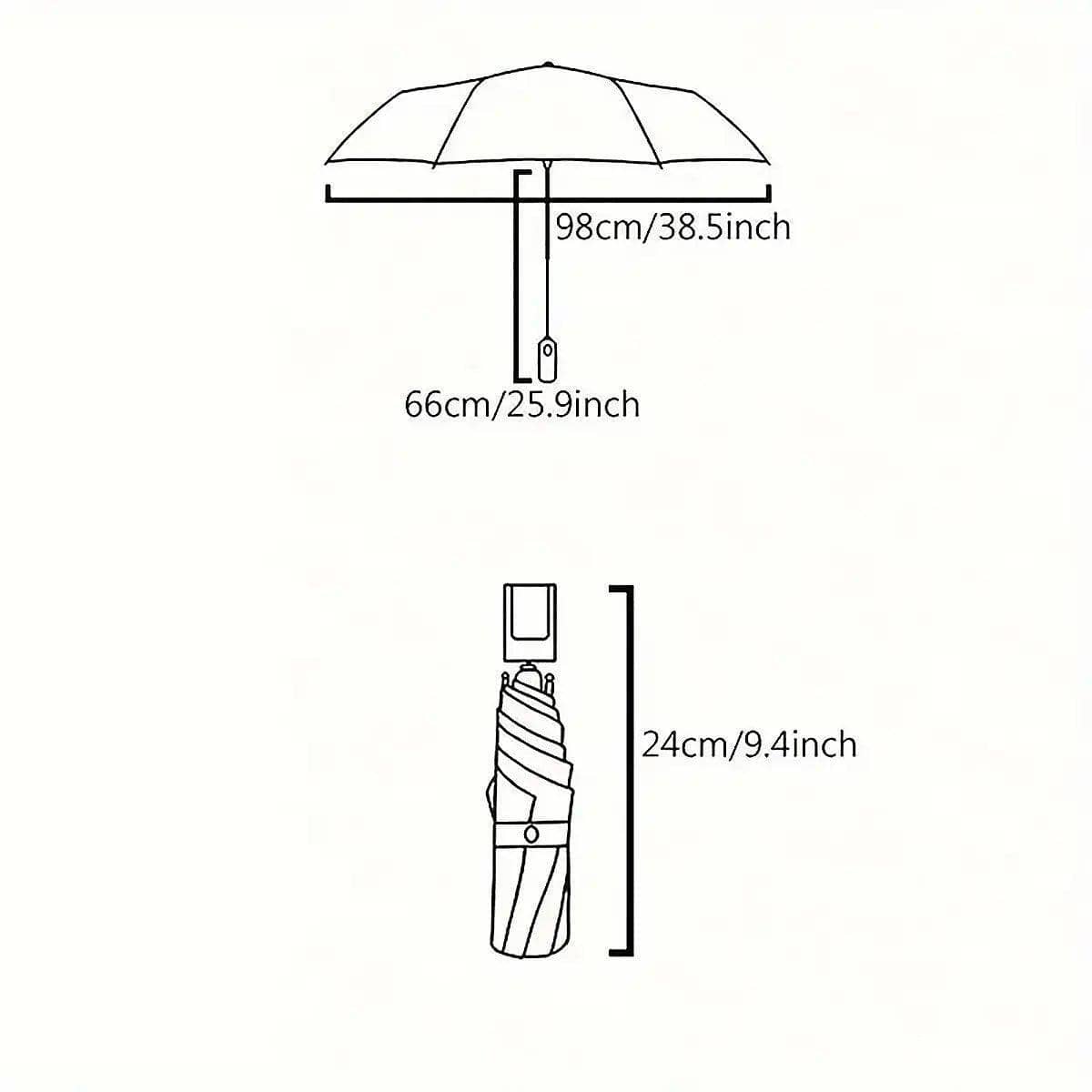 Striped Folding Umbrella for Sun and Rain with Black Rubber UV Coating - view 3