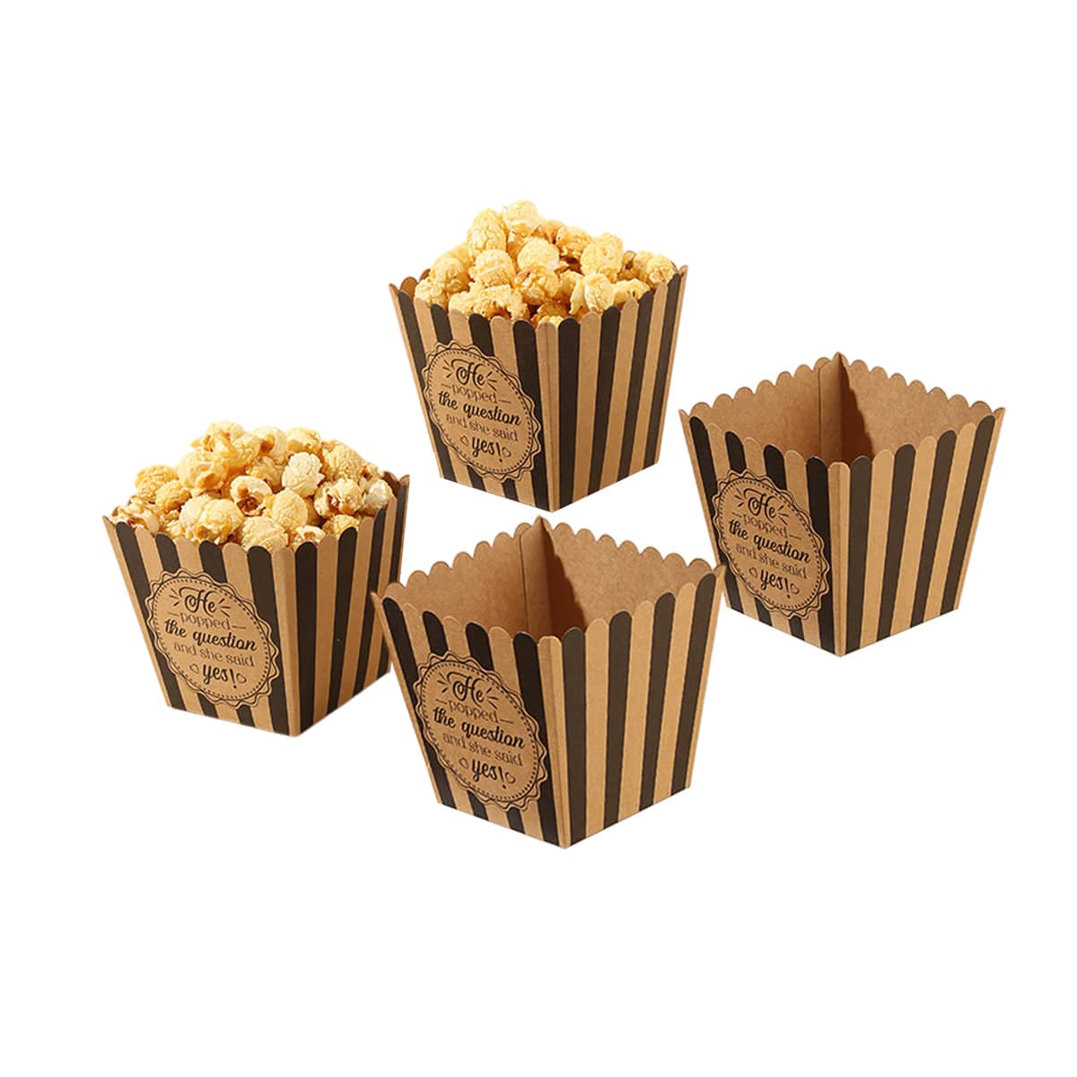 Striped Paper Popcorn Boxes - Retro Movie Party Candy Containers, Pack of 48 - view 2