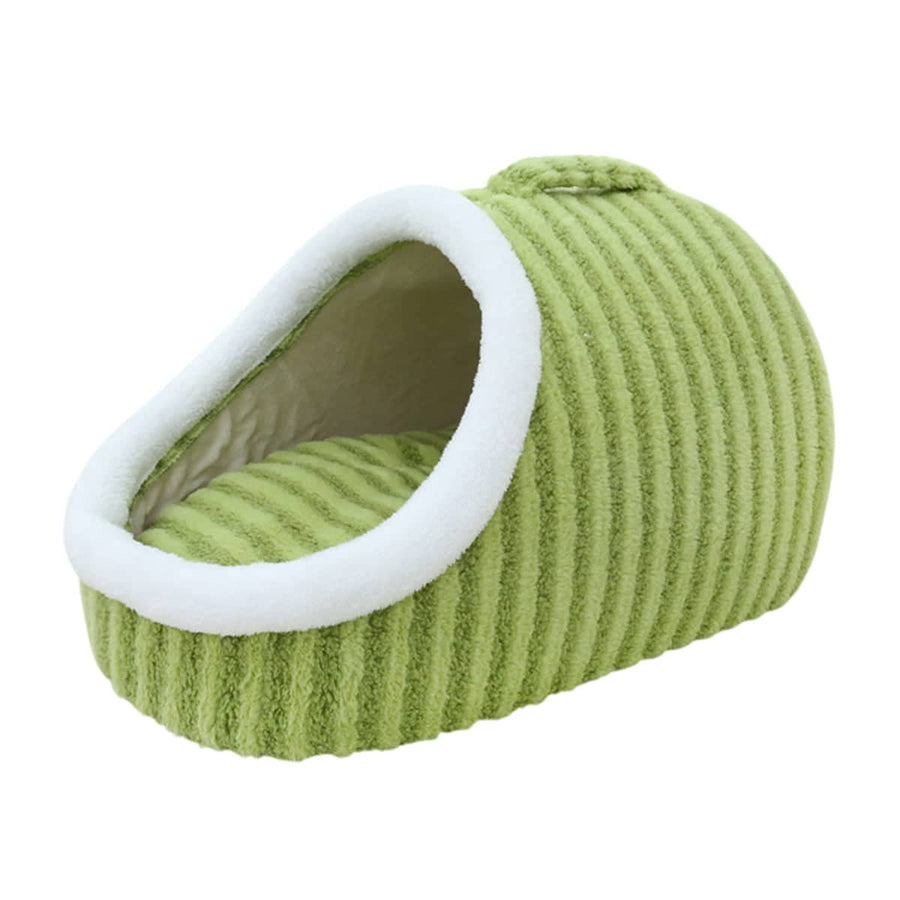 Striped Pet Bed Warm Soft Cat Dog Cave Nest Thickened Cozy Indoor Sleeping - Medium (55 x 40 x 30 cm)