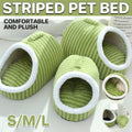 Striped Pet Bed Warm Soft Cat Dog Cave Nest Thickened Cozy Indoor Sleeping - Medium (55 x 40 x 30 cm) - view 2