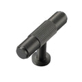 Striped T-Bar Cabinet Knob, Single Hole - Black