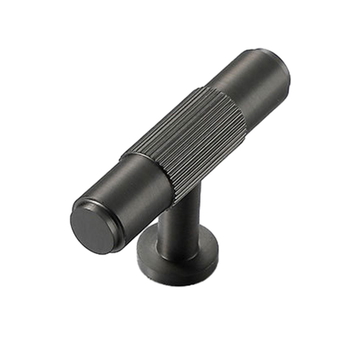 Striped T-Bar Cabinet Knob, Single Hole - Black