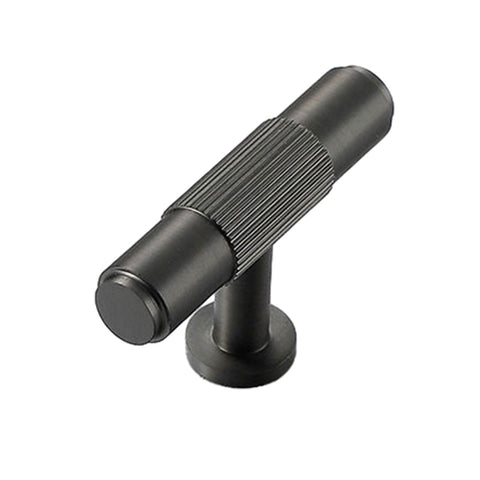 Striped T-Bar Cabinet Knob, Single Hole - Black