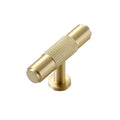 Striped T-Bar Cabinet Knob, Single Hole - Gold
