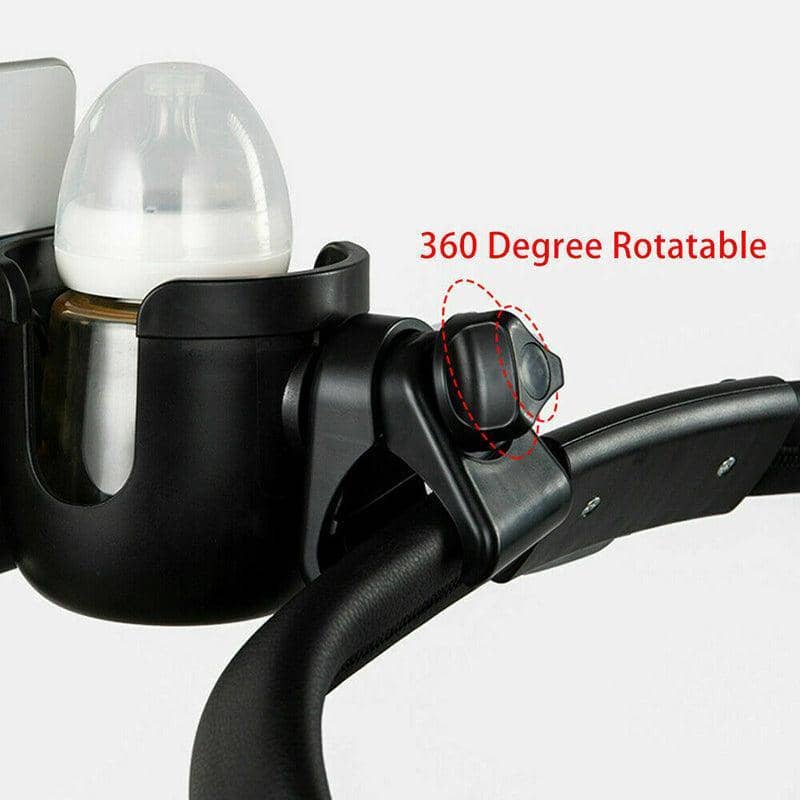 Stroller Cup Holder with Phone Storage, Black - view 3
