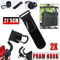 Stroller Hooks Clip on Bag Holders for Pram, Pushchair or Trolley Handle, Pack of 2