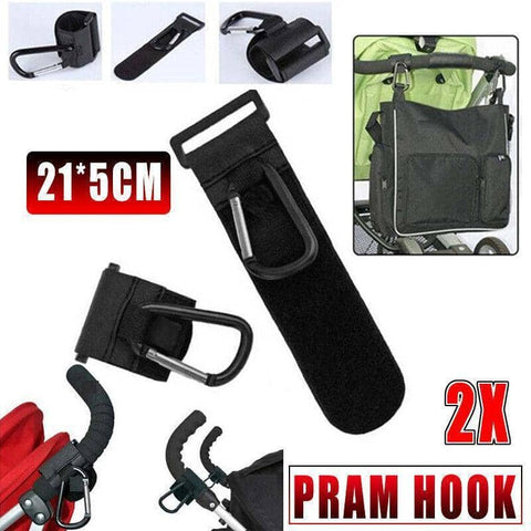 Stroller Hooks Clip on Bag Holders for Pram, Pushchair or Trolley Handle, Pack of 2