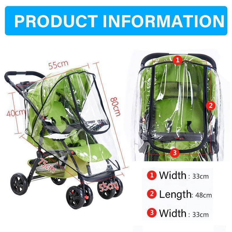 Stroller Rain Cover in Clear PVC, 55 x 80 cm - view 3